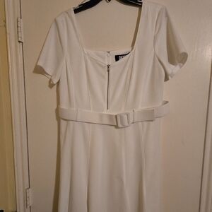 NWT Elegant White Dress with Belt